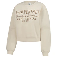Sweat-shirt ras du cou court ZooZatz Sand Michigan Wolverines pour femme