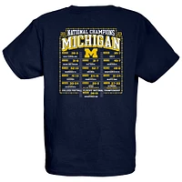 Youth Blue 84  Navy Michigan Wolverines College Football Playoff 2023 National Champions Gold Dust Schedule T-Shirt