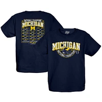 Youth Blue 84  Navy Michigan Wolverines College Football Playoff 2023 National Champions Gold Dust Schedule T-Shirt