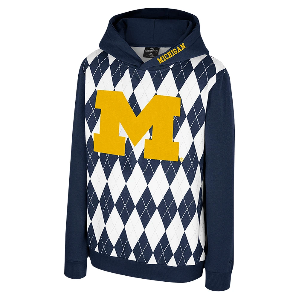 Sweat à capuche enfiler Argyle The Dealio pour jeunes du Michigan Wolverines Navy Colosseum