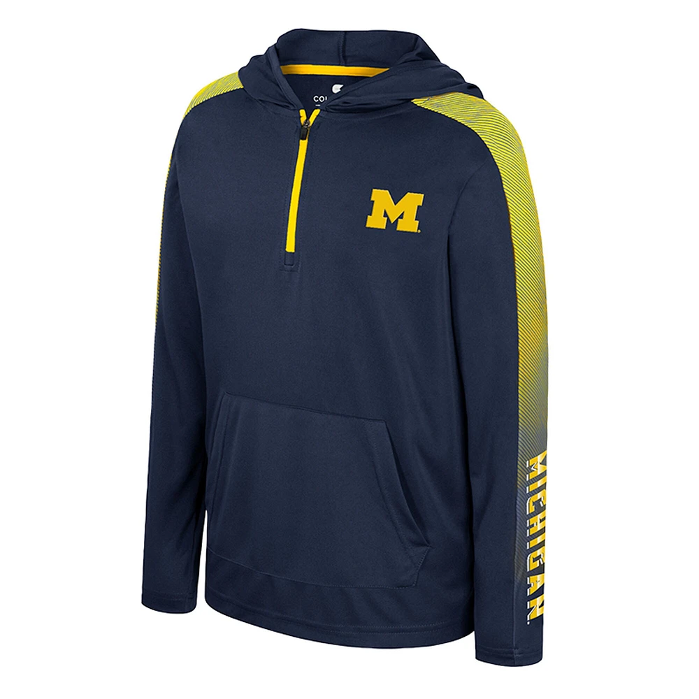 Youth Colosseum Navy Michigan Wolverines Lumen Long Sleeve Quarter-Zip Hooded Windshirt