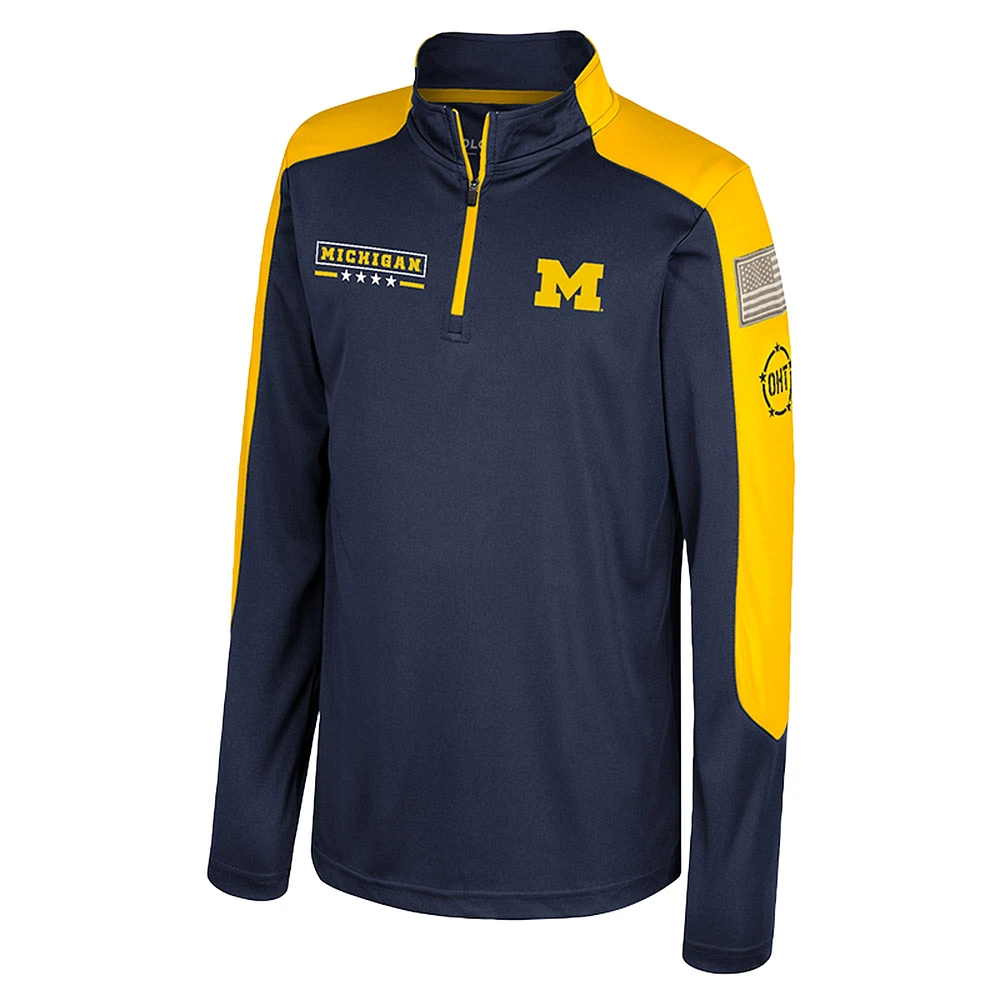 Youth Colosseum  Navy Michigan Wolverines OHT Military Appreciation Cyclone Quarter-Zip Windshirt
