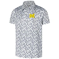 Youth Garb White Michigan Wolverines Earnest Allover Print Polo