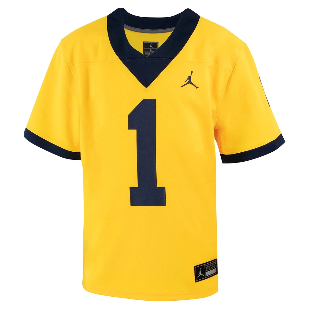 Maillot de football Jordan Brand #1 Maize Michigan Wolverines Untouchable pour jeunes