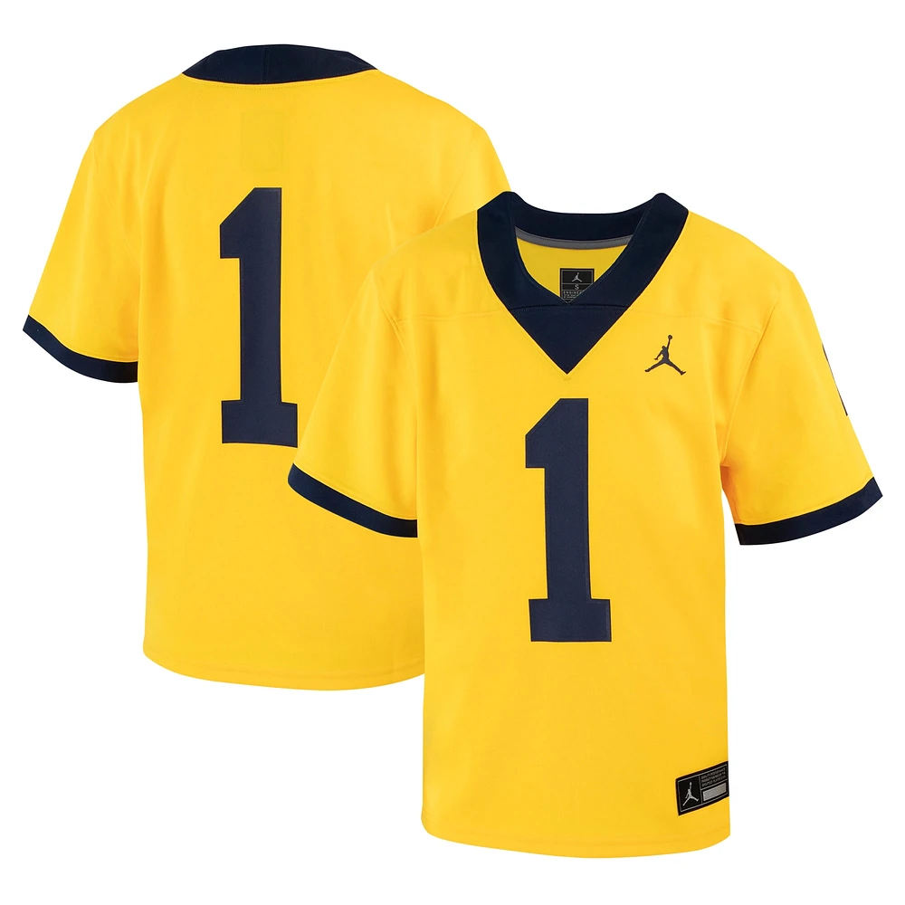 Maillot de football Jordan Brand #1 Maize Michigan Wolverines Untouchable pour jeunes