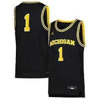 Jordan Brand #1 Navy Michigan Wolverines Icon Replica Maillot de basket-ball pour jeune