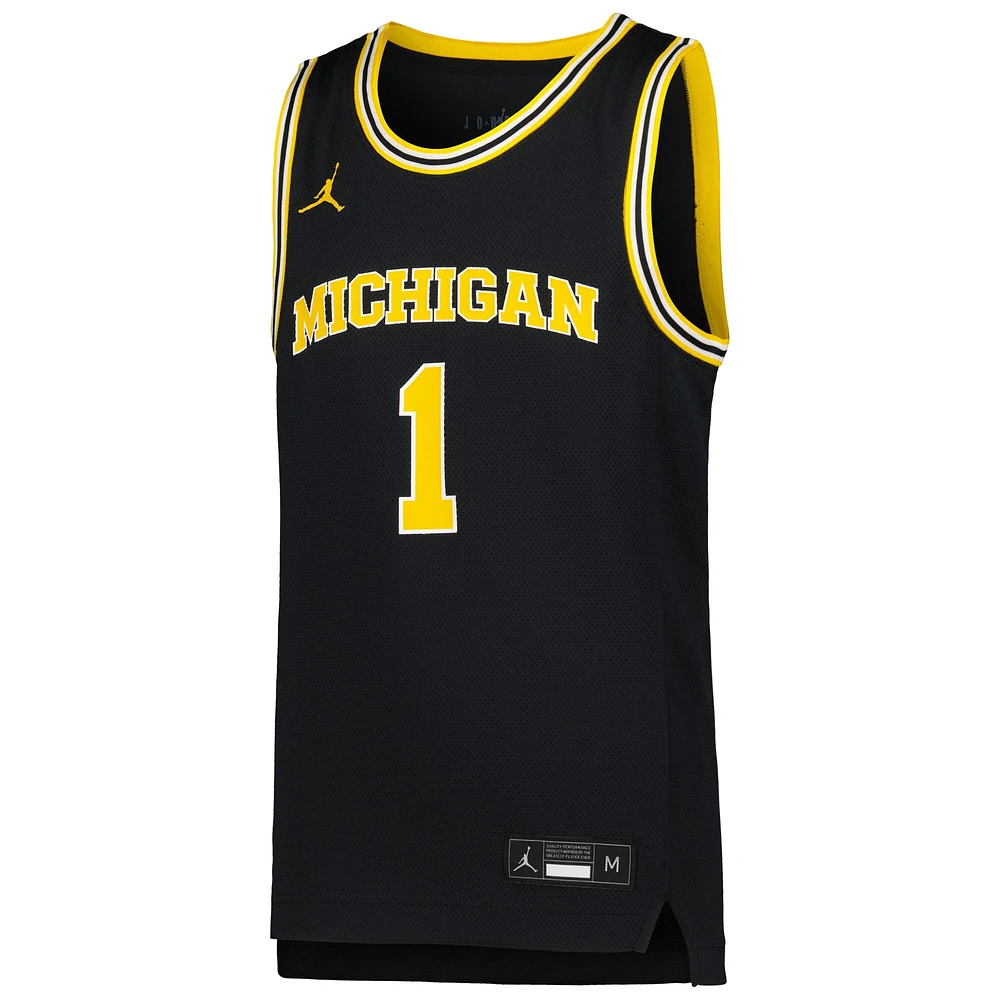 Youth Jordan Brand #1 Navy Michigan Wolverines Icon Replica Basketball Jersey