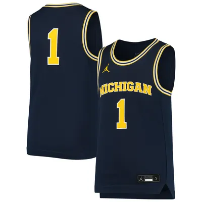 #1 Michigan Wolverines Jordan Brand Youth Team Replica Basketball Jersey - Navy