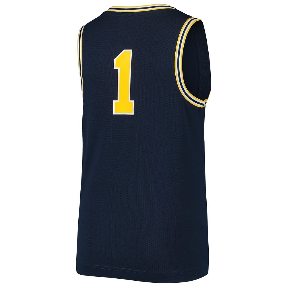 Youth Jordan Brand #1 Navy Michigan Wolverines Team Replica Basketball Jersey