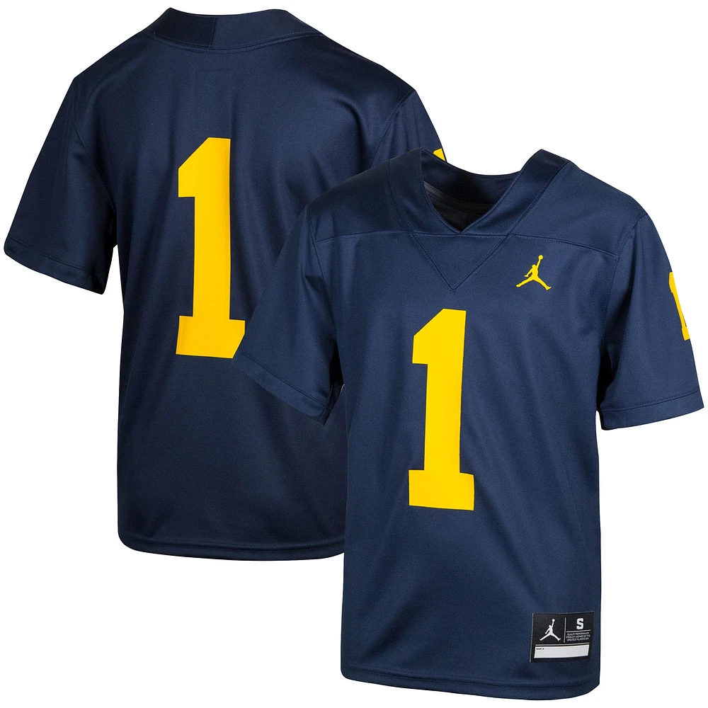 Youth Jordan Brand #1 Navy Michigan Wolverines Team Replica Football Jersey