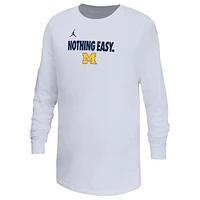 Youth Jordan Brand White Michigan Wolverines 2025 On-Court Bench Long Sleeve T-Shirt