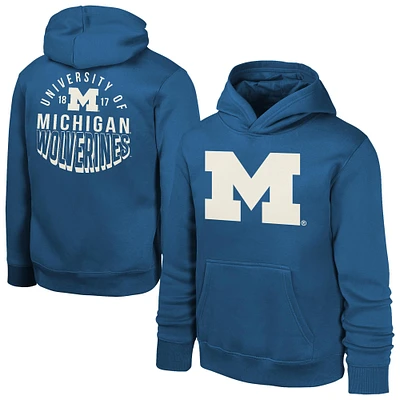 Sweat à capuche en polaire bleu marine pour jeunes Michigan Wolverines Team Banner