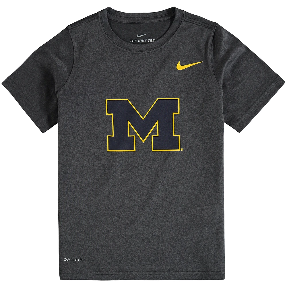 Youth Nike Michigan Wolverines Anthracite Logo Legend Performance T-Shirt