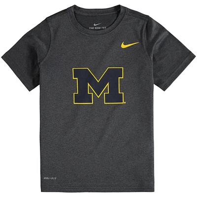 Youth Nike Michigan Wolverines Anthracite Logo Legend Performance T-Shirt