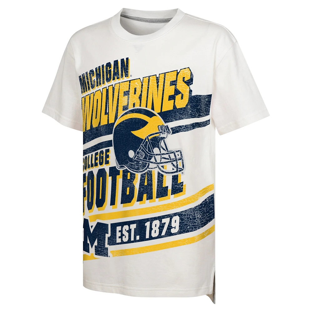 T-shirt surdimensionné blanc Michigan Wolverines Let's Get Loud pour jeunes Outerstuff