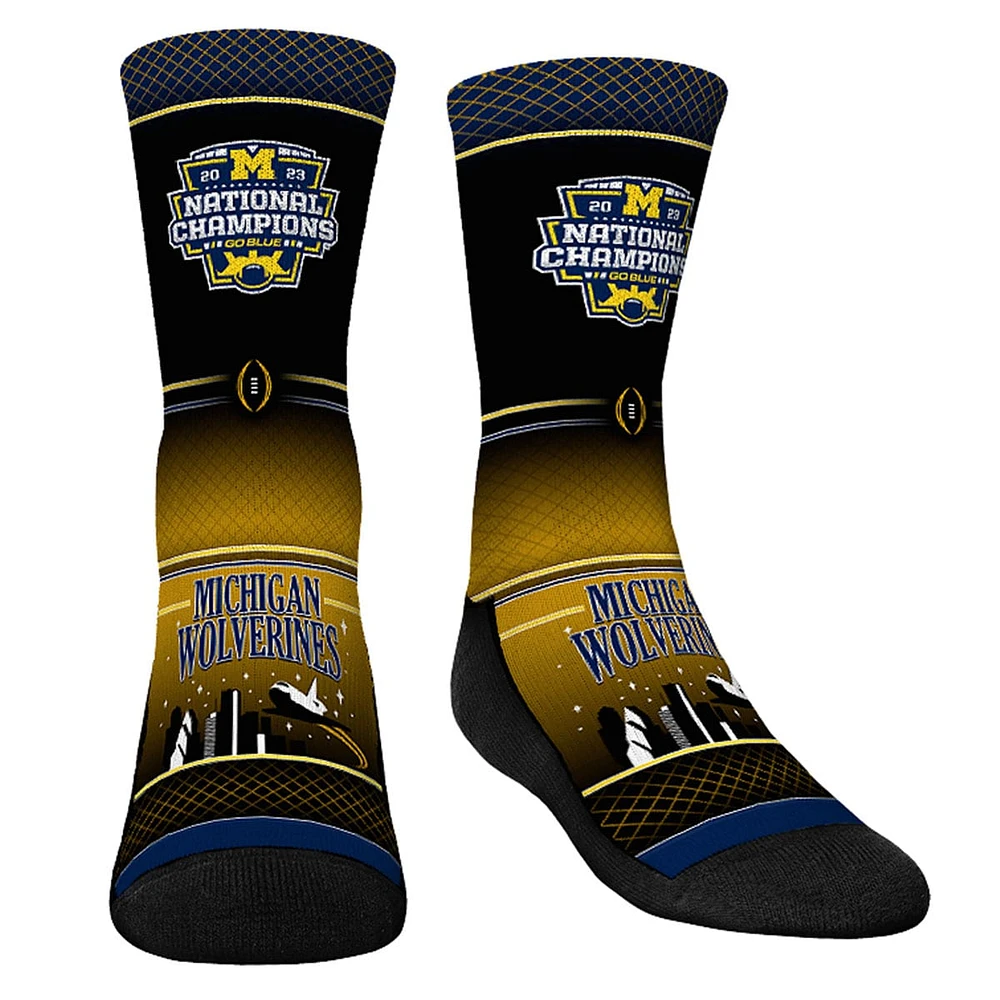 Chaussettes Rock Em pour jeunes, bleu marine, Michigan Wolverines College Football Playoff 2023, chaussettes d'équipage des champions nationaux