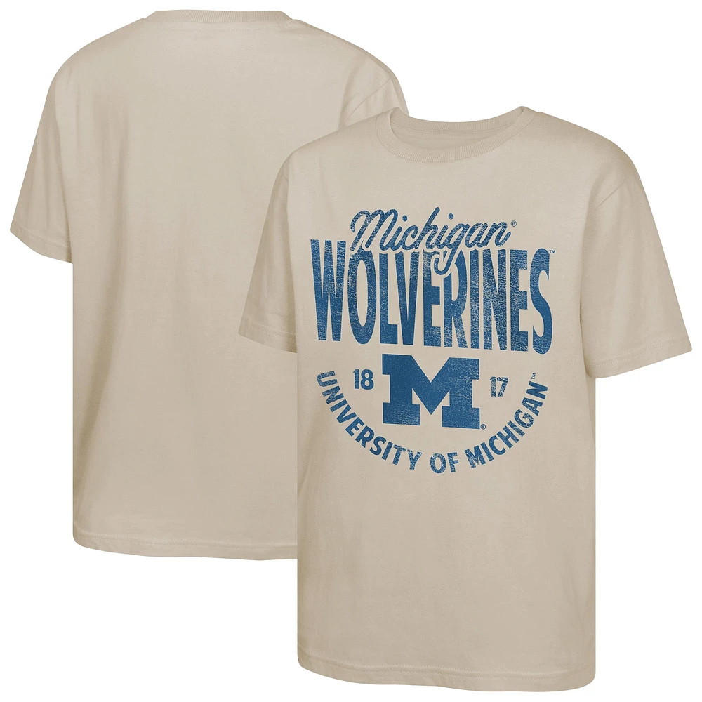 T-shirt Flash d'information pour jeunes Michigan Wolverines de couleur beige