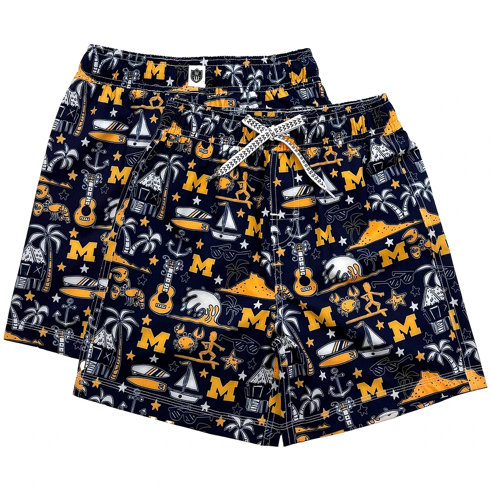 Maillot de bain Luau bleu marine pour jeunes Wes & Willy Michigan Wolverines