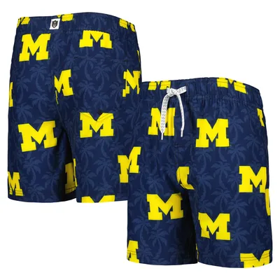 Michigan Wolverines Wes & Willy Youth Palm Tree Swim Shorts - Navy