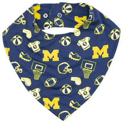 ZooZatz Navy Michigan Wolverines All Over Print Baby Bib