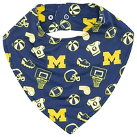 Bavoir pour bébé ZooZatz bleu marine à imprimé all over Michigan Wolverines