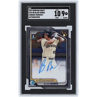 Blake Burke Milwaukee Brewers Autographed 2024 Bowman Draft Chrome Prospect Autograph #CPA-BB SGC Authenticated 9/10 Rookie Card