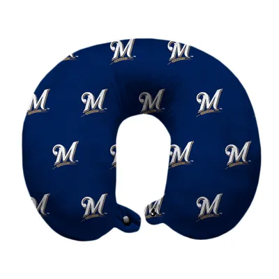 Milwaukee Brewers Polyester-Fill Travel Pillow - Blue