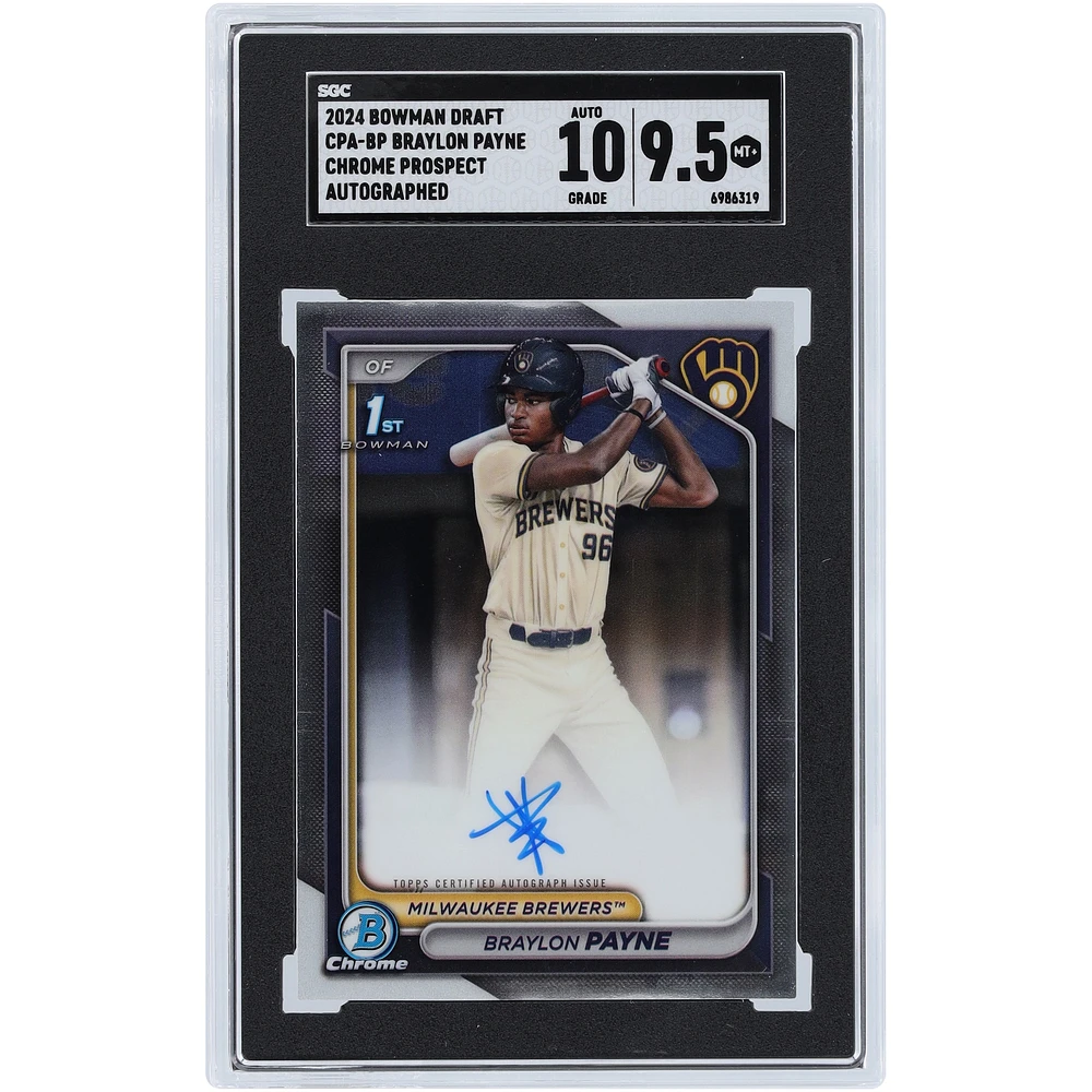 Braylon Payne Milwaukee Brewers Autographed 2024 Bowman Draft Chrome Prospect Autograph #CPA-BP SGC Authenticated 9.5/10 Card