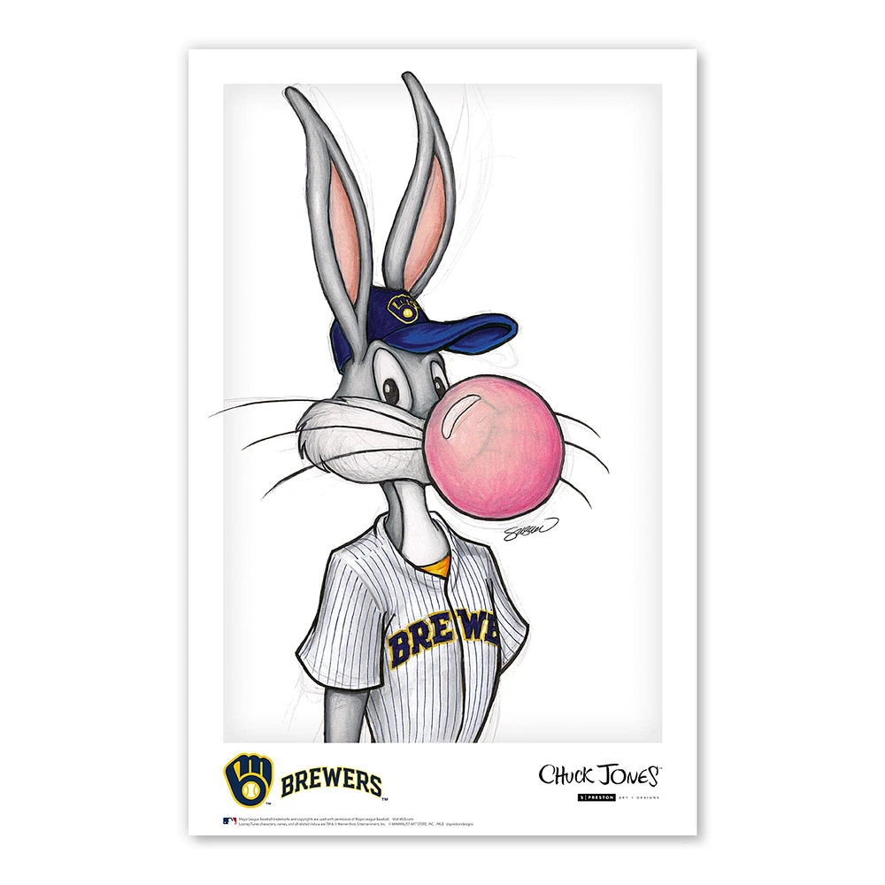 Bugs Bunny Milwaukee Brewers 11"x 17" Looney Tunes affiche imprimée