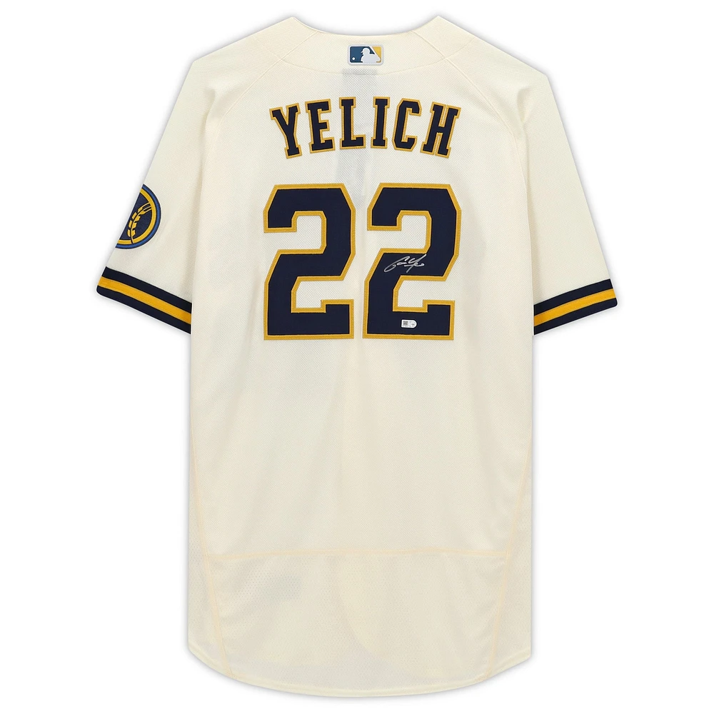 Christian Yelich Cream Milwaukee Brewers Autographed Nike Authentic Jersey
