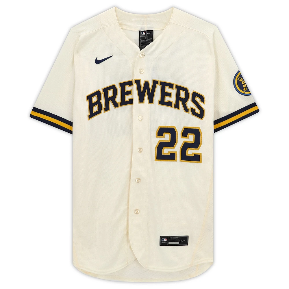 Christian Yelich Cream Milwaukee Brewers Autographed Nike Authentic Jersey