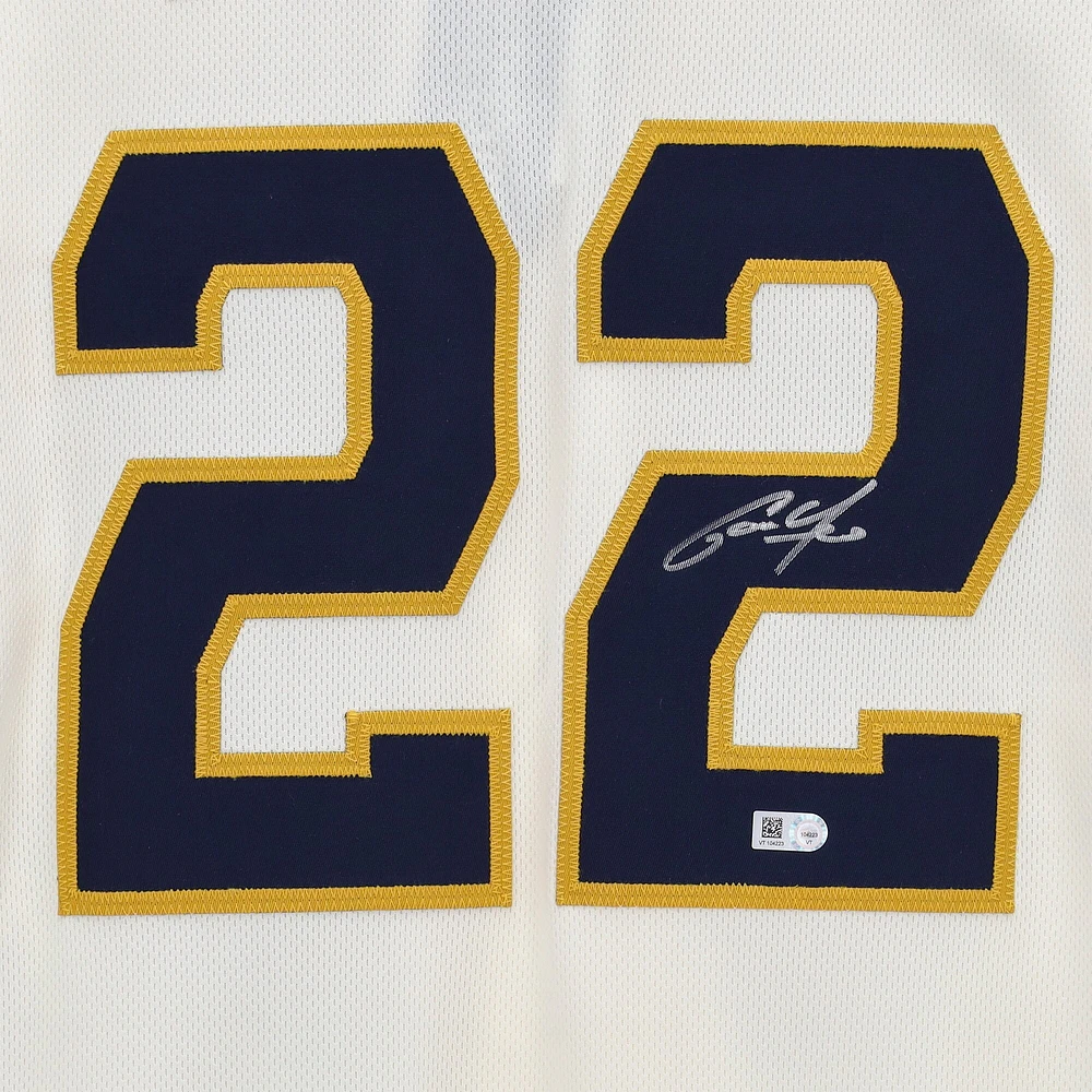 Christian Yelich Cream Milwaukee Brewers Autographed Nike Authentic Jersey