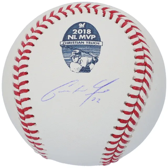 CHRISTIAN YELICH Autographed '2018 Stat' Authentic Blue Brewers