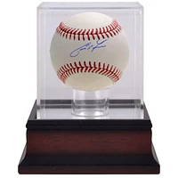 Christian Yelich Milwaukee Brewers Autographed Baseball & Mahogany Baseball Display Case