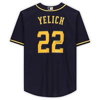 Maillot réplique Nike alternatif bleu autographié par Christian Yelich des Milwaukee Brewers