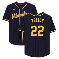 Maillot réplique Nike alternatif bleu autographié par Christian Yelich des Milwaukee Brewers