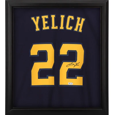 Maillot réplique Nike alternatif dédicacé par Christian Yelich des Milwaukee Brewers, bleu marine, Shadowbox