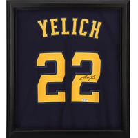 Maillot réplique Nike alternatif dédicacé par Christian Yelich des Milwaukee Brewers, bleu marine, Shadowbox