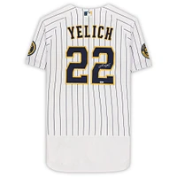 Maillot Nike blanc authentique autographié par Christian Yelich des Milwaukee Brewers
