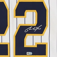 Maillot Nike blanc authentique autographié par Christian Yelich des Milwaukee Brewers