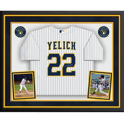 Christian Yelich Milwaukee Brewers Autographed Framed Majestic Pinstripe  Replica Jersey Collage