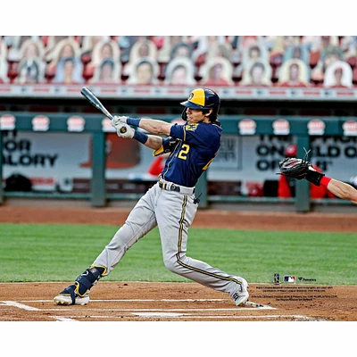 Photographie non signée de Christian Yelich, triple frappeur des Milwaukee Brewers