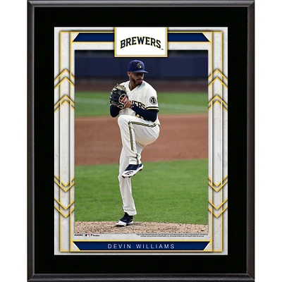Plaque de joueur sublimée encadrée Devin Williams Milwaukee Brewers 10,5" x 13"