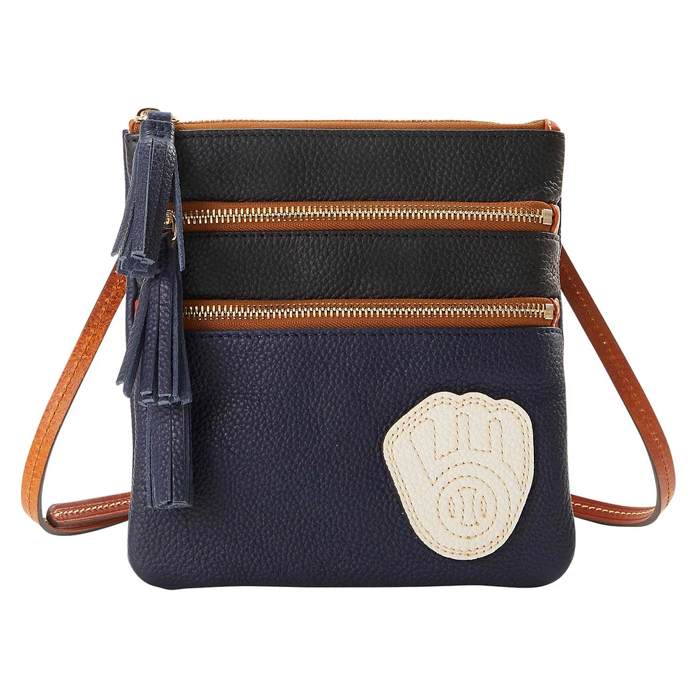 Dooney & Bourke Milwaukee Brewers Infield Triple Zip Crossbody Purse