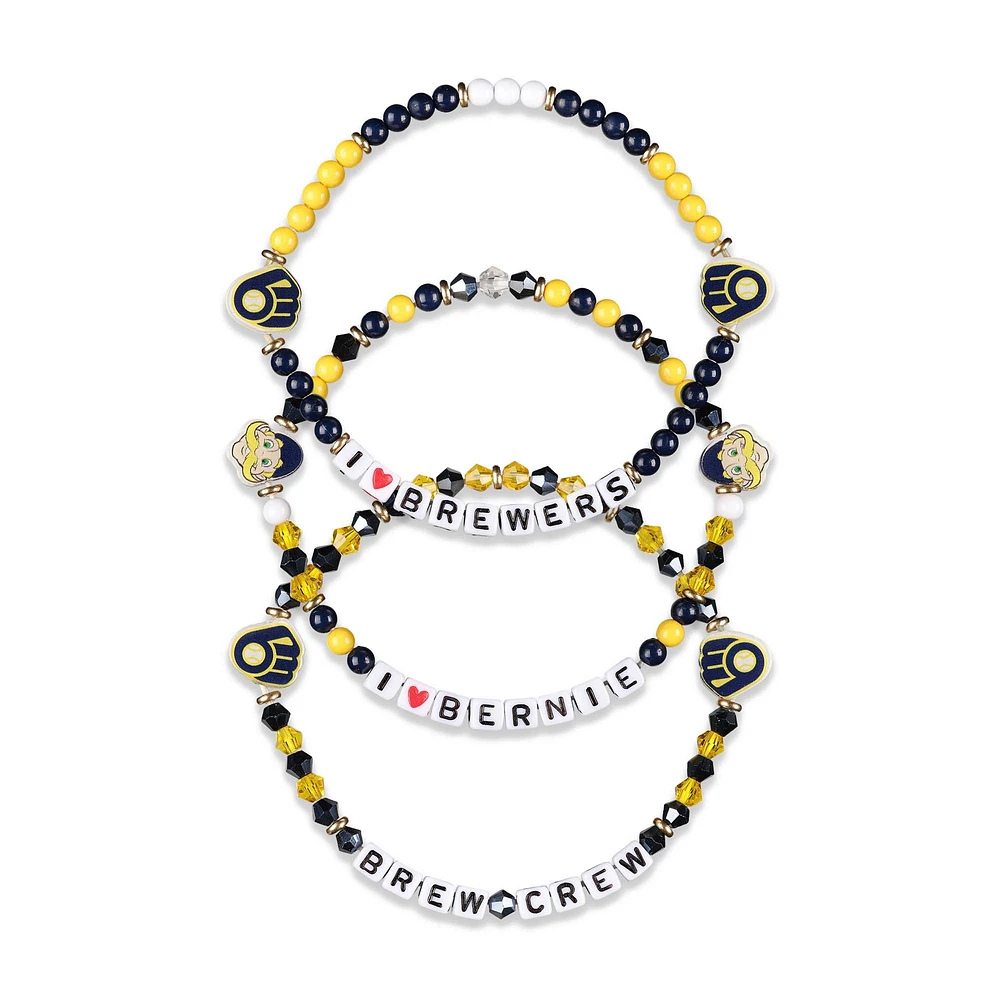 FOCO Milwaukee Brewers 3-Pack Friendship Bracelet Set