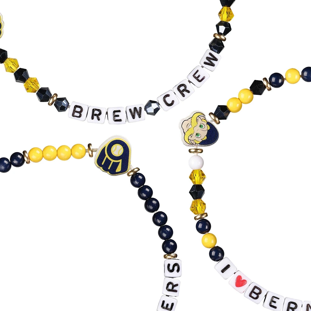 FOCO Milwaukee Brewers 3-Pack Friendship Bracelet Set