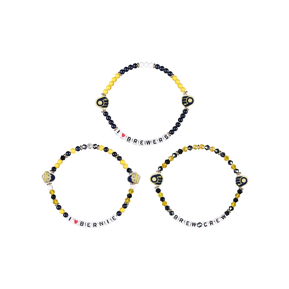 FOCO Milwaukee Brewers 3-Pack Friendship Bracelet Set