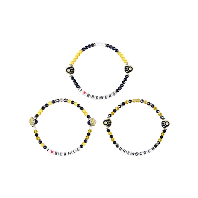 FOCO Milwaukee Brewers 3-Pack Friendship Bracelet Set