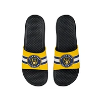 FOCO Milwaukee Brewers Stripe Raised Slide Sandals