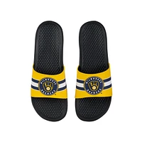 FOCO Milwaukee Brewers Stripe Raised Slide Sandals